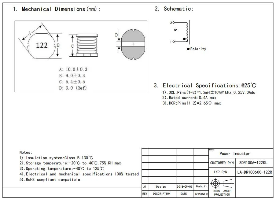 Alternatieven Substituties SMD Power Inductor Overstap naar SDR1006-122kl