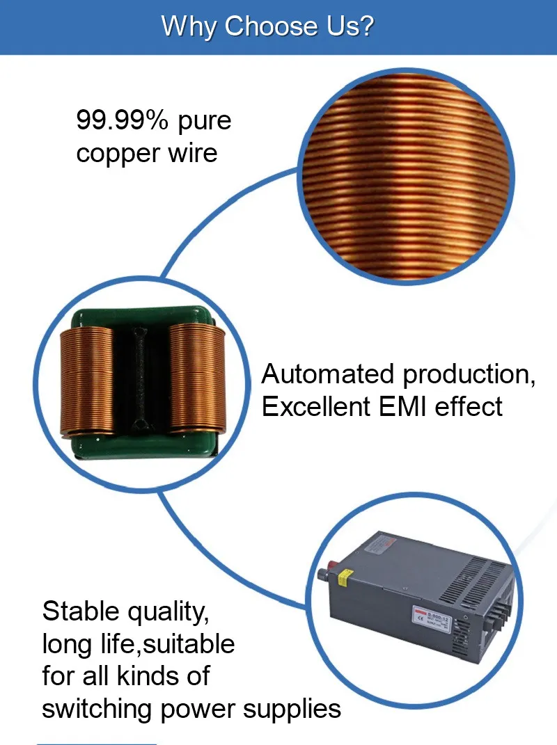 Verticale wikkelinductie met platte draad Ikp Common Mode Choke Inducteurs