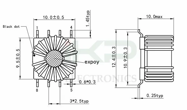 SMD-type EMC Common Mode Filter Inductor met nanocrystalline kern en nominale stroom 0,9A Max