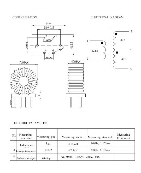 Amorfe kern Common Mode coil inductor met RoHS-certificering