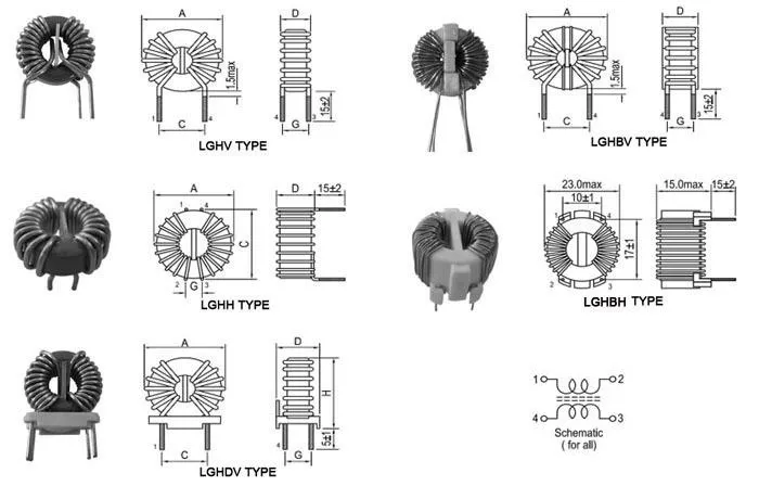 Hoogstroom Ferrietkern Verticale Common Mode Choke Coils