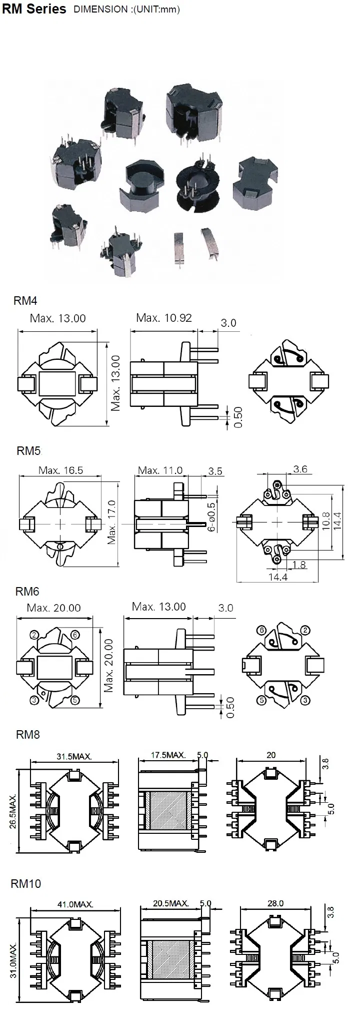 Olie ondergedompeld type RM Ikp-Elec Flyback High Frequency Power Transformer