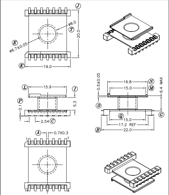 RoHS Compliant SMD Er 14.5 Hoogfrequente Transformator