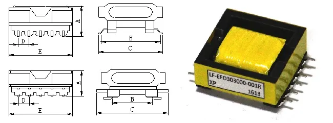 Efd30 Type High Frequency Power Transformer voor Zonne-energie
