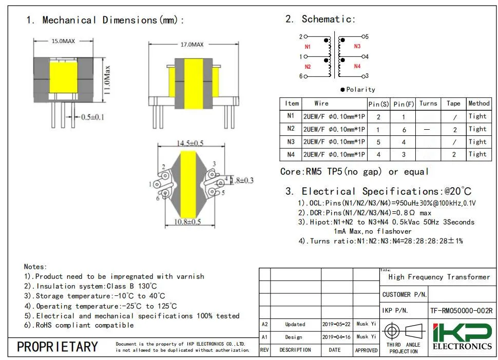 RM Type Flyback Transformator voor LED Driver
